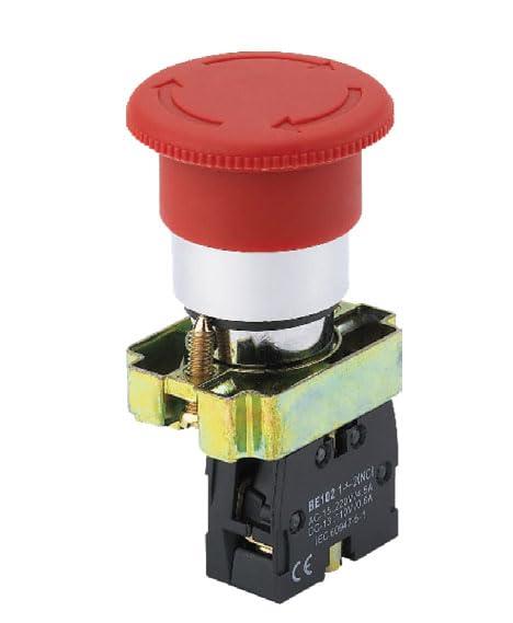 Noark Pushbutton Non-Illuminated, Ex9PB, Push On/Twist Off 40mm Mushroom Head, Red, 2NC 1200456 Ex9PBS544