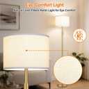 Upgraded Dimmable Gold Floor Lamps for Living Room, 9W LED Bulb Included, Modern Standing Lamp with White Lamp Shade, Tall Pole Light for Bedroom Reading Office Corner Nursery