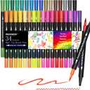 Coloring Markers Pens, 34 Dual Tip Brush Pens, Fine Point Marker set for Adult Coloring Book, Bullet Journaling, Drawing