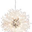 Modern Sputnik Chandelier, DD00906N 12-Lights Fireworks Pendant Light,Silver Crystal Ceiling Light Fixture for Bedroom,Living Room,Dining Room