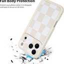 KANGHAR Compatible with iPhone 17 Pro Max Case 2025, Silicone Checkered Cute Pattern, Camera Protection Soft Slim Shockproof Edge Phone Cover for Girls Women -White