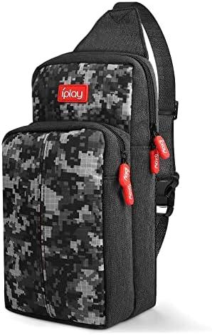 Backpack Carrying Travel Bag for Nintendo Switch/2/Lite/OLED/Console/Dock/Joy-Cons&Accessories Storage, Portable Nylon Waterproof Crossbody Shoulder Chest Sling Side Gaming Bag for Men, Camouflage