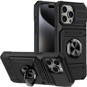 Compatible with Motorola Edge 50 Ultra 5G Brackets Case,Car Mount Magnetic Kickstand Carrying Card Slots 2 in 1 Anti-Fall Phone Case Black