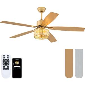 Chandelier Caged Ceiling Fans With Lights And Remote, Gold 60 In
6 Speed, 3 Timer, E26 Bulbs Lighting, Remote APP Control, 2 Blade Reversible Color for Bedroom, Indoor, Living Room
