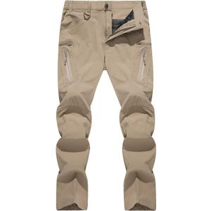 TACVASEN Men's Lightweight Hiking Tactical Pants Waterproof Quick Dry Cargo Work Rain Outdoor Pants 8 Pockets (Beige, XXXL)