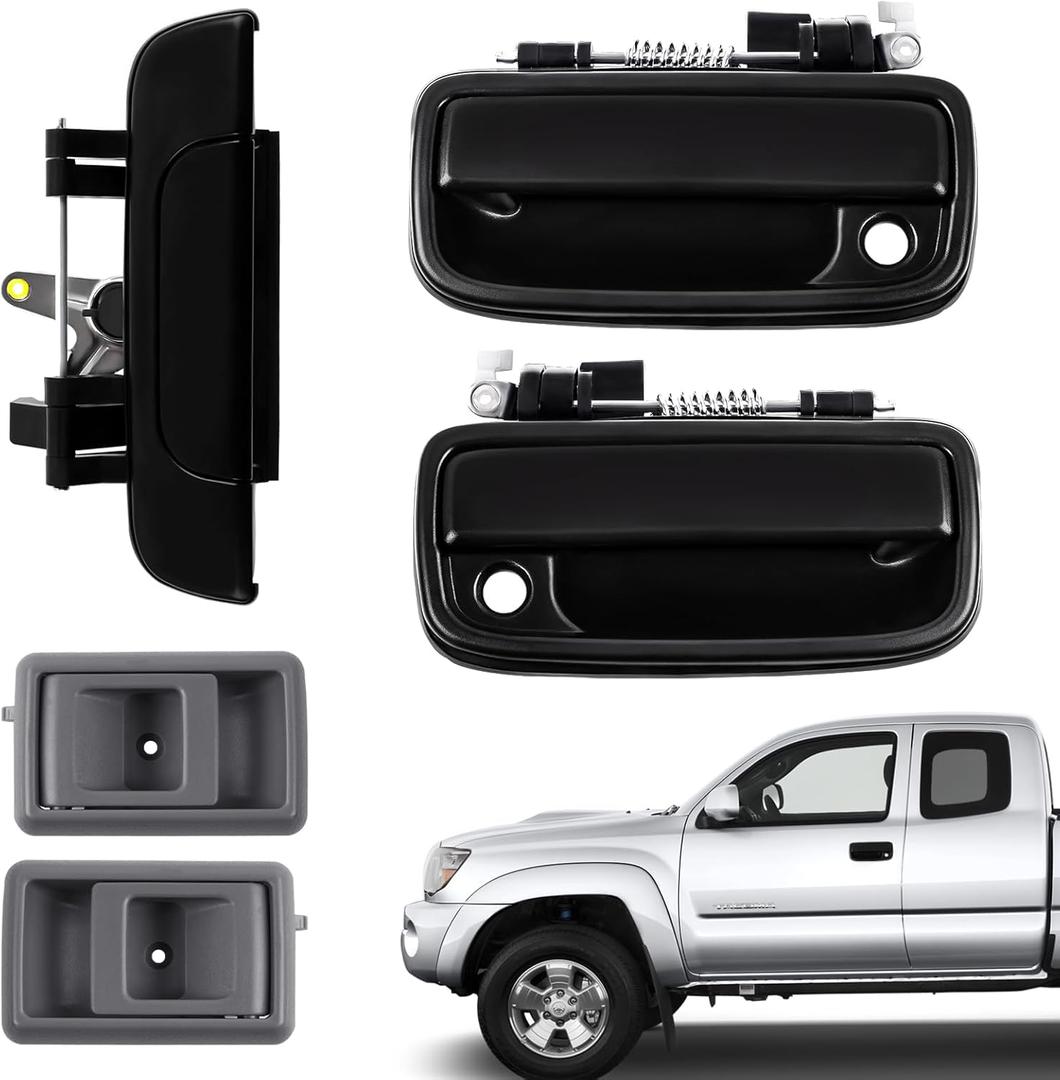 Exterior Door Handle & Interior & Tailgate Handle Latch Kit, Compatible with 1995-2000 T-oyota Tacoma, Outside Inside Door H-andle Set Replaces# 69220-35020, 69210-35020,6909035010