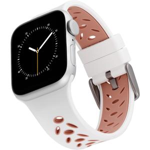 WITHit Designer Band Compatible with Apple Watch, Secure, Adjustable, Apple Watch Replacement Band, Fits Most Wrists (42mm (Series 10) & 38/40/41mm, White/Pink - Sport)
