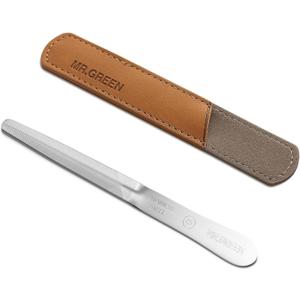 MR.GREEN Curved Nail File – Double-Sided Metal Nail File for Men & Women with Protective Travel Case, Ergonomic Anti-Slip Handle, Washable & Reusable, for Fingernails & Toenails