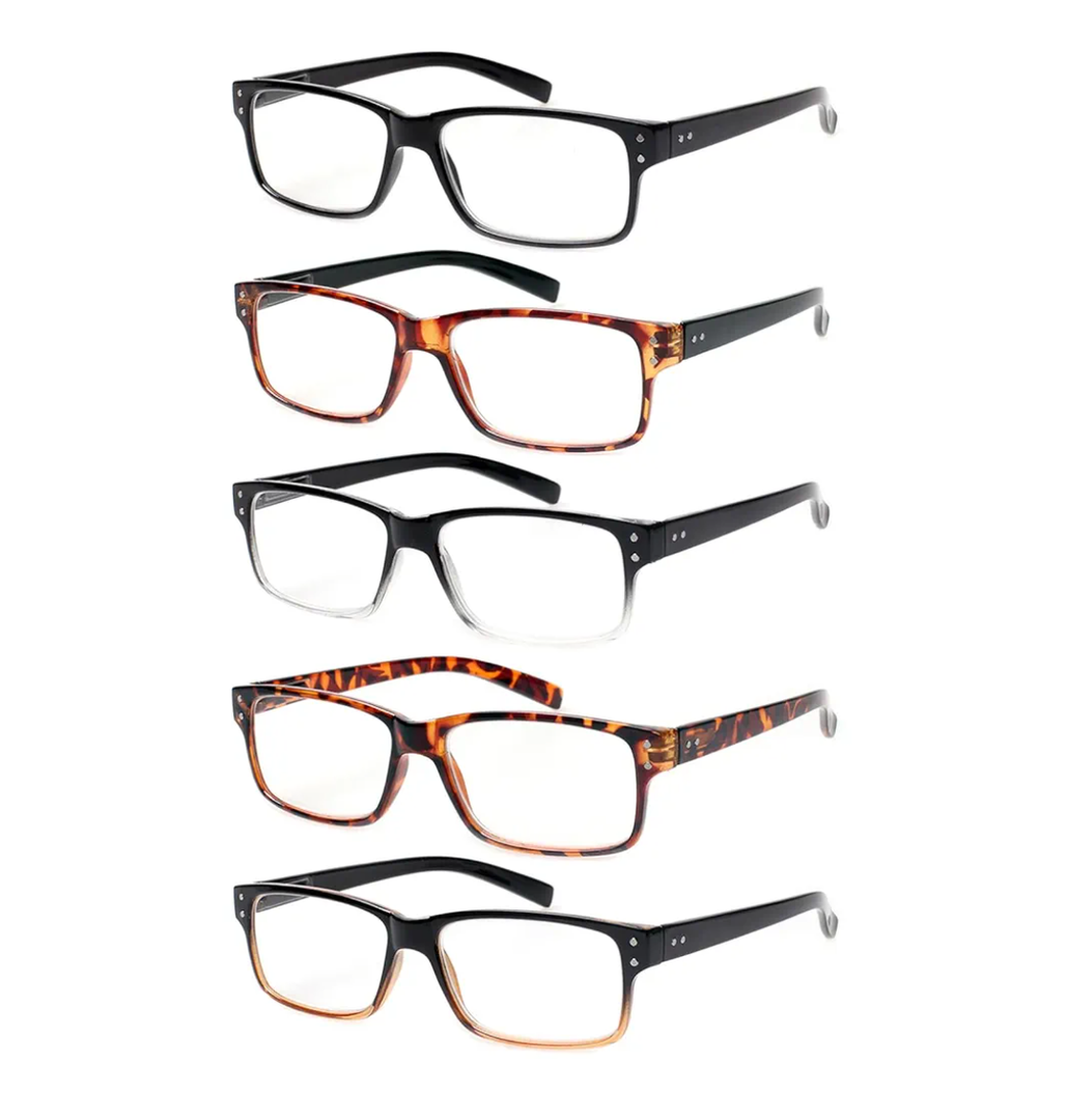 NORPERWIS Reading Glasses 5 Pairs Quality Readers Spring Hinge Glasses for Reading for Men and Women (5 Pack Mix Color, 1.50)