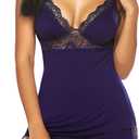 Avidlove Womens Sleepwear Lace Pajamas Cami PJS Set Pajama Set for Women (Large, Wineberry)