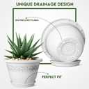 10 Inch Plant Pots with Drainage Hole - Lightweight Flower Pots for Herbs and Flowers - Home Decor Plastic Planters for Indoor Outdoor Plants- Pack of 4 (White, 10 inch)