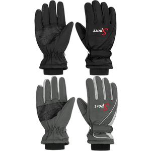 Lewtemi 2 Pairs Mens Snow Gloves Waterproof Winter Ski Gloves Mittens Warm Insulation Snowboarding Gloves for Cold Weather (Black, Dark Gray)