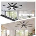 72'' Large Ceiling Fans with Lights, Modern Black Ceiling Fan Remote/APP Control, Dimmable, Quiet DC Motor Big Ceiling Fan for Indoor/Covered Outdoor