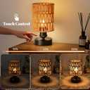 Wireless Table Lamp Charging Set—2 Piece Beige,4000mAh Rechargeable Table Lamp,Touch-sensitive Button Dimming,Ideal for Bedrooms,Bathrooms and Dining Rooms,Includes Woven Lampshade and Warm Light Bulb