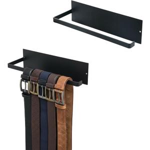 2pack Belt Hanger for Closet,Self Adhesive Belt Holder Organizer,Stainless Steel Belt Hanger Wall Mount,Tie Hanger for Closet for Belt, Scarves,Ties, Hats,Camisoles,Bras