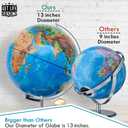 World Globe with Illuminated Constellations 13 Light Up Globe For Kids & Adults Gist - Compass Included Makes Great Educational Toys, Office Supplies, Teacher Desk Dcor, More by Get Life Basics
