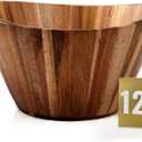 Wooden Salad Bowl, Wooden Bowl, Fruit Bowl - 12" Wavy Large Salad Bowl for Serving, Handmade, Durable and Stylish Natural Wood Dining Accessory by Woodenhouse
