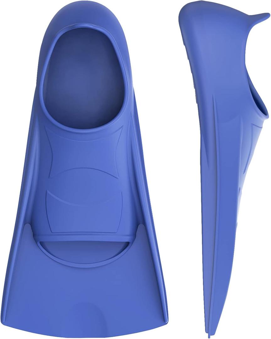 Gintenco Swim Fins, Kids Swim Training Fins for Lap Swimming, Travel Size Flippers with Mesh Bag, Silicone Swimming Fins for Kids Teens Adults Women Men (L(US Men 6-7.5/ US Women 7-8.5), lightblue)