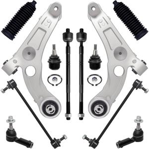 AUQDD 12Pc Front End Suspension Kit (For FWD) Fit For 2014-2018 Je-ep Cherokee, 2 Lower Control Arm 2 Ball Joint 2 Sway Bar Link 4 Inner Outer Tie Rod End (# K643179 K750704 ES801238 K500287)