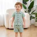 Toddler Baby Boys Clothes Ribbed Button-Down Shirt Tops +Shorts Pocket Outfit 2 PCS set 12 Months-5T Without Tee (Green)
