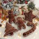 Beeveer 5 Pcs Brown Christmas Throw Pillows Gingerbread Christmas Tree Snowflake Peppermint Shaped Pillows Stuffed Decoration for Home Xmas Winter Holiday Bed Sofa Couch Party