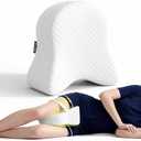 Forcanby Memory Foam Leg Pillow for Side Sleepers - Relax from Sciatica, Back, HIPS, Knees, and Joints - Removable and Washable Cover - Perfect for Pregnancy and Nursing (White-Extra Soft)