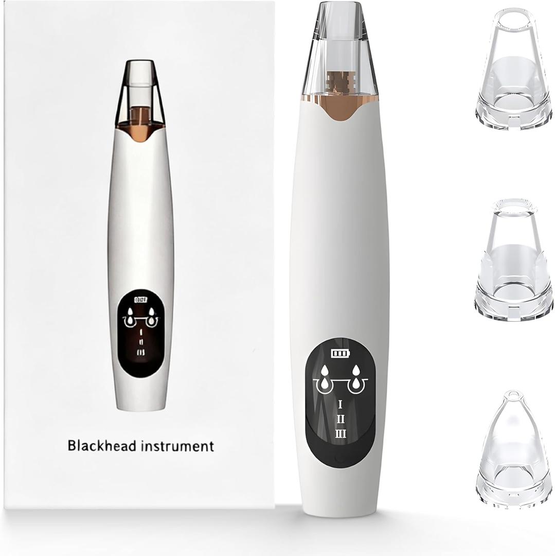 Blackhead Remover Pore Vacuum, Electric Facial Pore Extractor with Silicone Probes & Vibration Tech, 3 Suction Levels Pore Cleaner for Facial Cleansing, USB Rechargeable