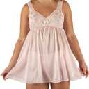 Shadowline Women's Babydoll Short Nightgown Silhouette Nylon Lace Sleepwear (Medium)