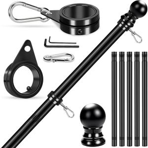 Flag Pole for House, REERON 6 FT Stainless Steel Spinning Flagpole Kit, 1" Rustproof Porch Flag Pole with 360° Tangle Free Metal Flagpole Ring for Residential Outdoor Sport for 3x5 Flag,Without Holder