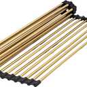 Gold Over Sink Dish Drying Rack - 17.7” x 13.4“Roll Up Dish Drying Rack, Silicone Wrapped Kitchen Rolling Dish Drainer, Anti-Slip Foldable Sink Rack Mat, Multipurpose Dish Racks For Kitchen Counter