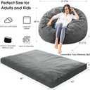Bean Bag Chairs for Adults - Giant Bean Bag Chair Convertible Bean Bag Bed - Beanbag Chair with Micro Fiber Cover/Furniture Foam Filler - Floor Couch Sofa in Bedroom Dorm Room - Queen Charcoal