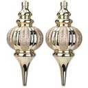 2 Pcs 10" Large Christmas Ball Ornaments, Shatterproof Finial Drop Ornaments Christmas Tree Decorations Gold Christmas Big Ornaments Hanging Ball for Holiday Christmas Decorations