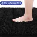 ACCUMTEK Striped Black Bathroom Rug Set 3 Pieces Ultra Soft, Non Slip Chenille Toilet Mat, Absorbent Plush Shaggy Bath Mats for Bathroom, Bedroom, Kitchen (2'8"x1'8"+2'1'5"+U Shape 2'x1'8")