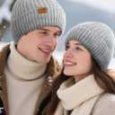 AlisOker Beanie Hat for Men Women, Unisex Warm Winter Knit Cap Soft Fleece Lined Hat (Gray)