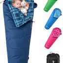 KingCamp 45°F Kids Sleeping Bag, Lightweight Waterproof & Compact Flannel Sleeping Bags Cold Weather & Warm Youth Essentials Gear Accessories for Camping, Fits 10-12 Children up to 4'7"-5'5" Tall