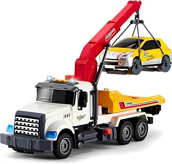 Large Tow Truck Toys for 3 4 5 6 7 8 Year Old Boys, Truck with Loading Crane,Lights and Sounds Vehicles Toy for Kids Childs Toddlers Christmas Birthday Gift
