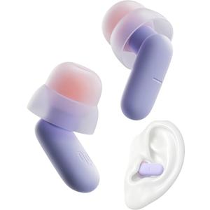 Dream Ear Plugs for Sleep, Comfortable Silicone Ear Plugs with Patented Qufits Ear Tips and Portable Case, 26 dB (SNR) Noise-Reduction Reusable Earplugs for Sleeping, Work, Travel - Purple
