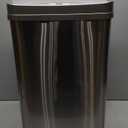 Ninestars 13 Gallon Automatic Trash Can, 50L Touchless Motion Sensor Garbage Can with Odor-Sealing Lid, Rectangular Stainless Steel, Silver Trim