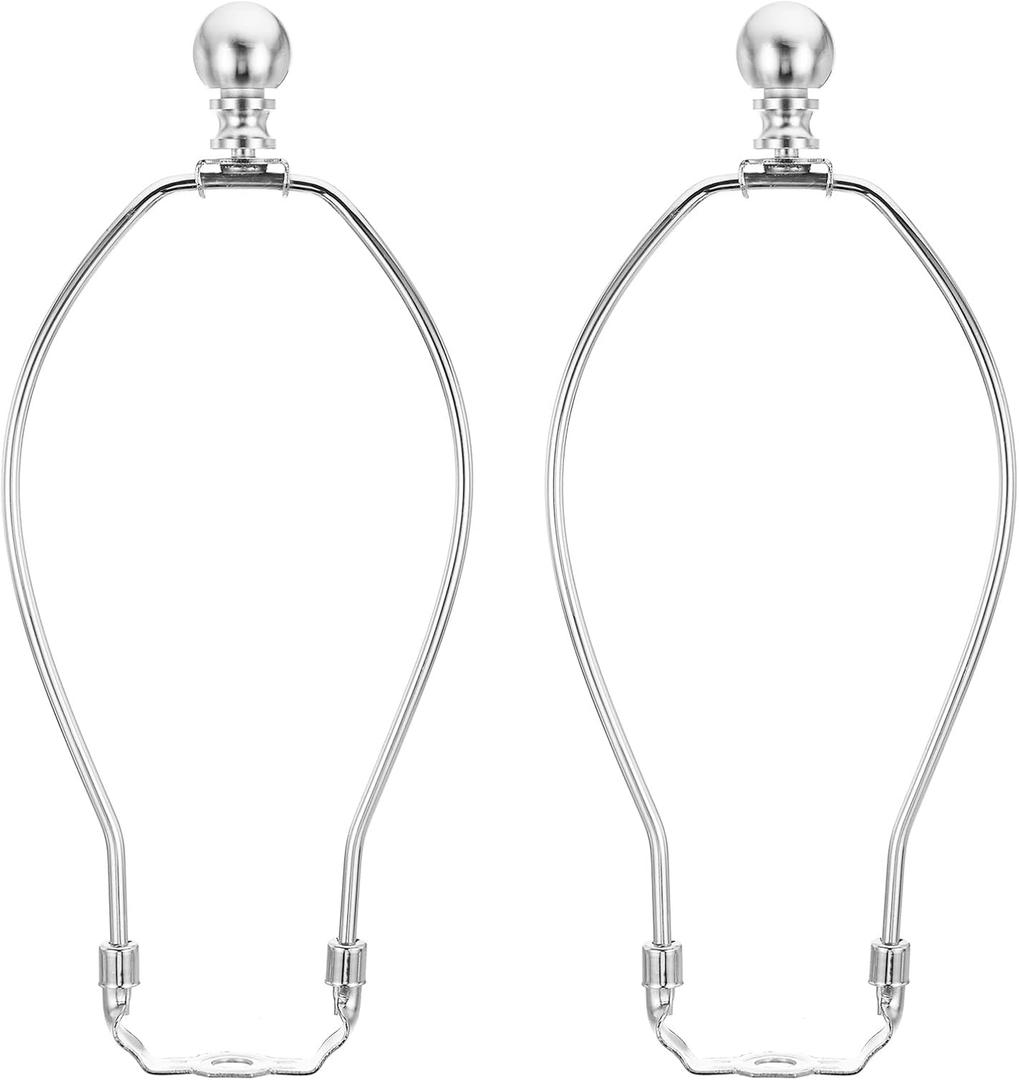 PATIKIL 9 Inch Lamp Harp Kit with Finial, 2 Set Detachable Shade Bracket Holder, DIY Lighting Accessories for Table Floor Lamps, Chrome