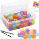 Reusable Ice Cube with Lid & Bin, 60 Pack Plastic Ice Cubes for Drinks BPA Free, Colorful Refreezable Square Ice Cubes for Water Bottles, Whiskey, Vodka, Coffee, Beer or Wine, Non-Diluting