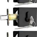Probrico Black Double Cylinder Deadbolt,Keyed Both Side,Residential Security Square Door Lock for Interior and Exterior,3Pack