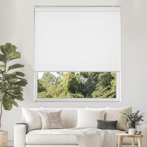 ChrisDowa Cordless Free-Stop 100% Blackout Blinds for Windows, Roller Windows Shades with Thermal Insulated, UV Protection Fabric for Living Room, Office and Home. Easy to Install.White,27" W X 72" H
