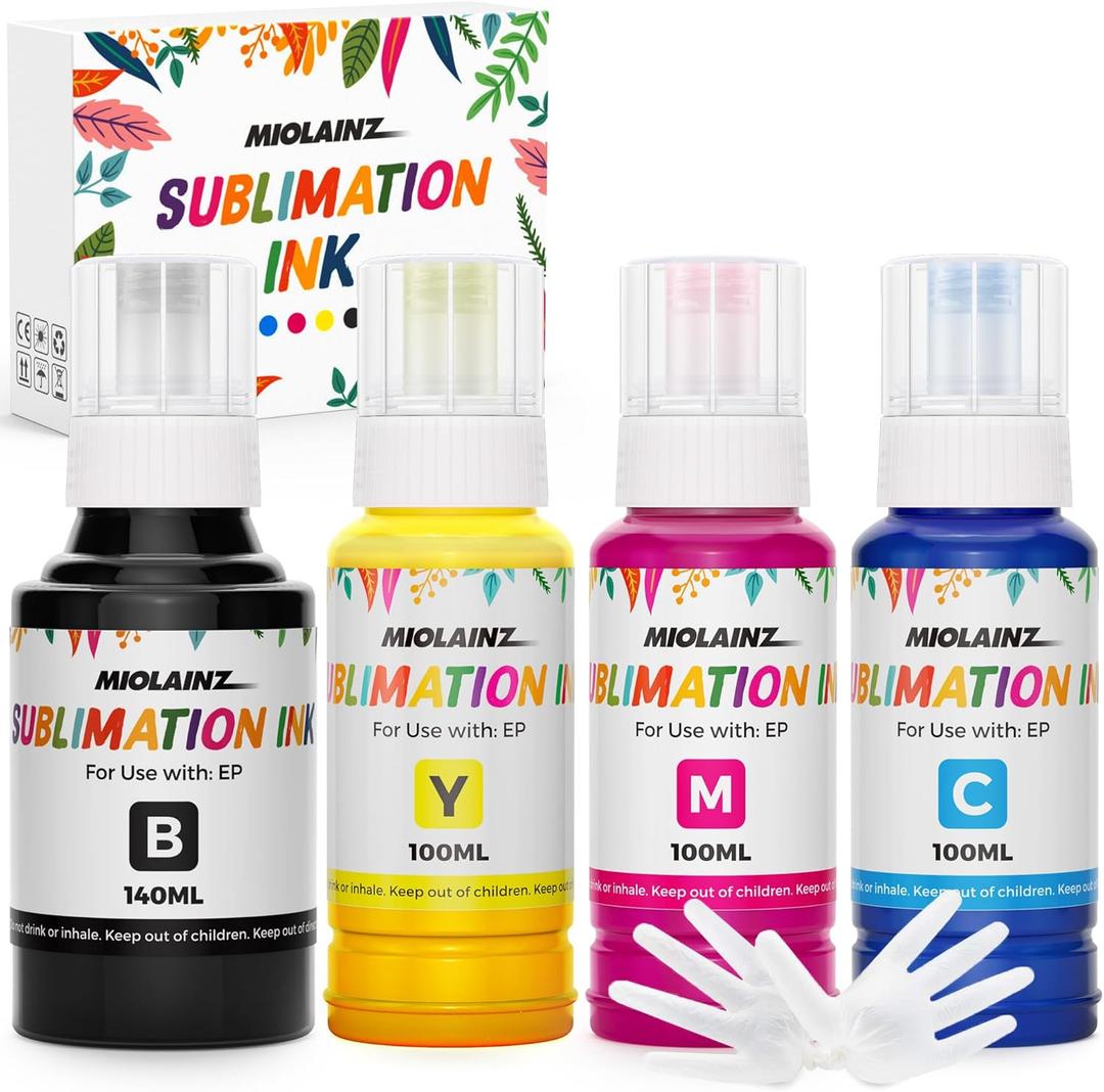 Sublimation Ink 440ML Bottles Refill for ET-2800 ET-2720 ET-2760 ET2400 ET-15000 ET-2803 ET-2850 ET4800 High-Yield Inkjet Printers Heat Press Transfer on T-Shirt