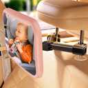 TAZENI Car Mirror for Baby - Hook Clip Design, Never Shake Car Seat Mirror, Rear Facing, Easy Install, Back Seat Crystal Clear View, ShatterProof Tested - Pink