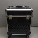 Rolling Makeup Train Case Large Cosmetic Trolley Organized Aluminum Barber Case for Hairstylist Makeup Nail Tech Salon with Keys Swivel Wheels Traveling Cart Trunk - Black
