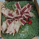 6 Pcs Small Christmas Wreath, Norfolk Pine Wreaths, 14in Mini Wreaths for Cabinets Christmas Candle Rings with Ribbon for Kitchen Window Decor, Mini Decorative Hanging Wreath for Xmas Decor