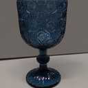 Colored Glass Goblet Set of 6, 14 oz Blue Goblets Glassware, Blue Vintage Glassware for Weddings, Parties, Restaurants, Family Gatherings, Bars, Cafeterias, Dishwasher Safe