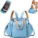 Everyday Bag Tote for Women Large Capacity with 15 Compartments Travel Work Shoulder Bag Convertible Diaper Backpack Organizer Water-Resistant Lay-Flat Hospital Essentials for Teacher Work Daily Use
