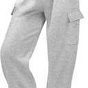 ATHMILE Womens Cargo Sweatpants Oversized Fleece Joggers Fall Fashion Outfits Y2k Clothes 2024 with Pockets, Size S