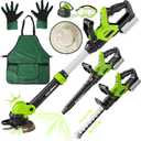 UPGRADED Kids Tool Set, 3-IN-1 Toddler Power Garden Tools with Sounds & Lights, Volume+/-, Toy Weed Wacker, Leaf Blower & Hedge Trimmer, Hat, Gloves, Apron, Toy Tools Christmas Birthday Gifts for Boys, Green